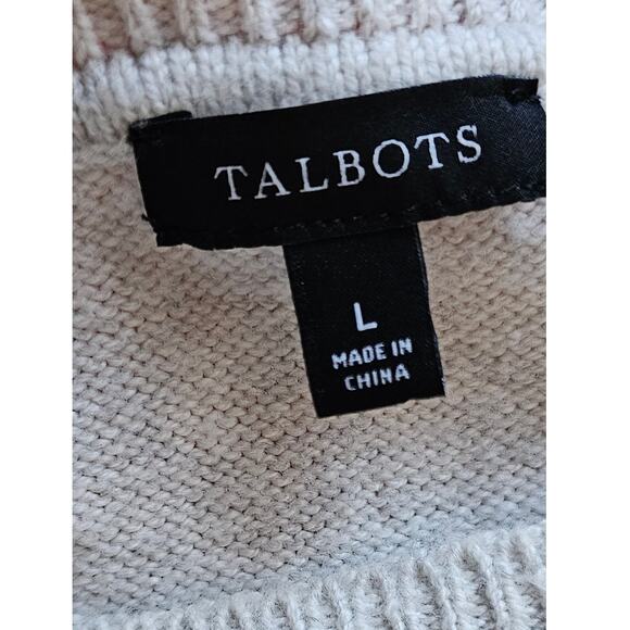 Talbots Racer Striped Soft Button Shoulder Bateau Neck Sweater Women Size L Gray - Picture 4 of 5